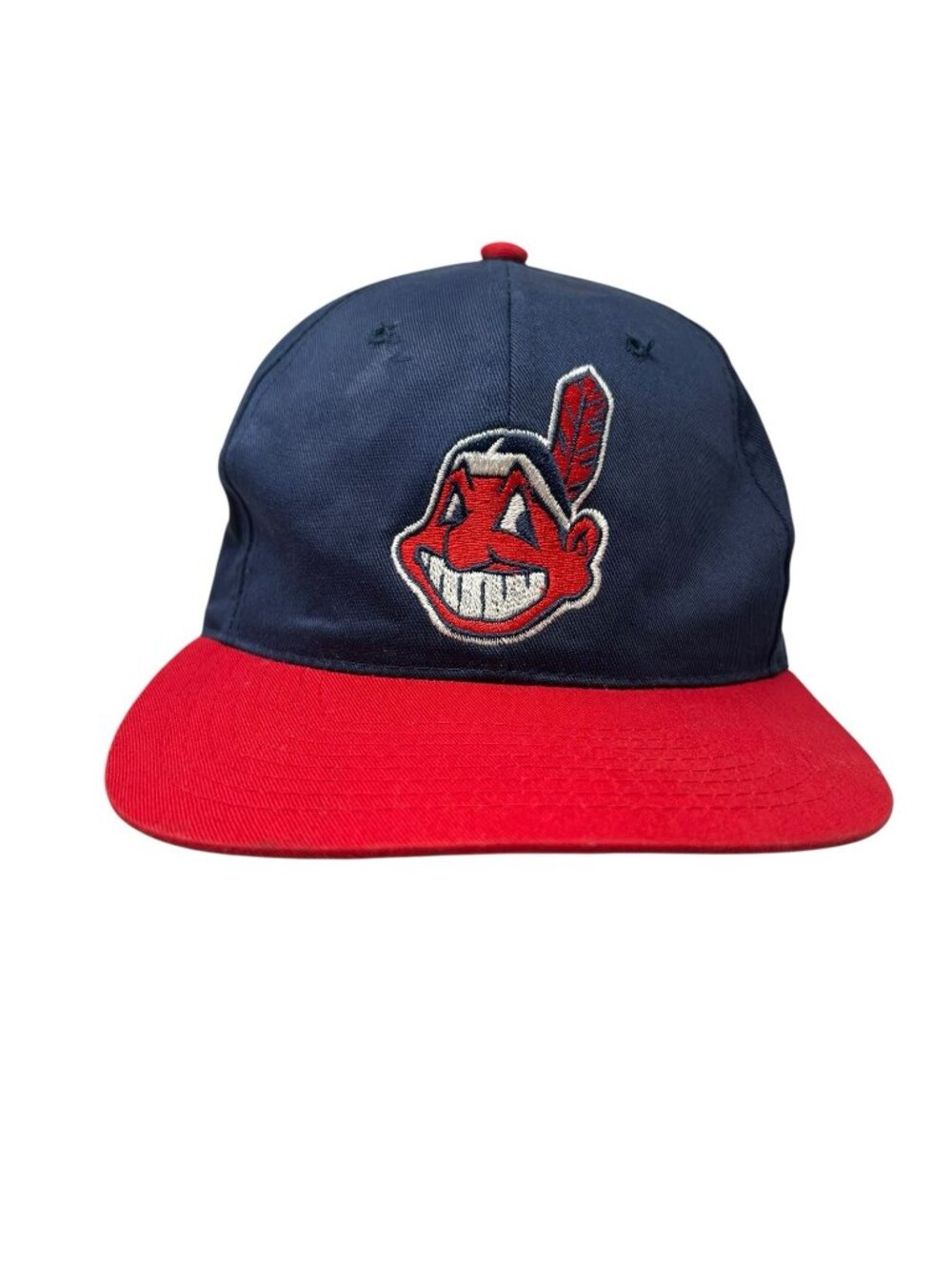 Cleveland Indians Vintage 90s Snapback Hat MLB Chief Wahoo Logo Green Underbill